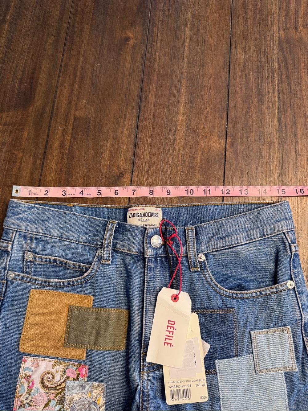 Zadig & Voltaire Défilé Sina Denim Eco Patch Shorts NWT Designer Jean Shorts F36 - Picture 14 of 16